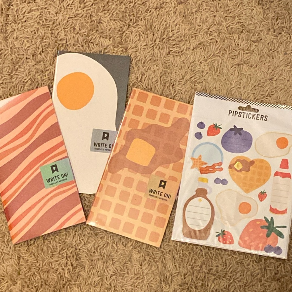 Pipsticks Bacon, Egg, and Waffle Travelers Notebooks and Waffle Labels